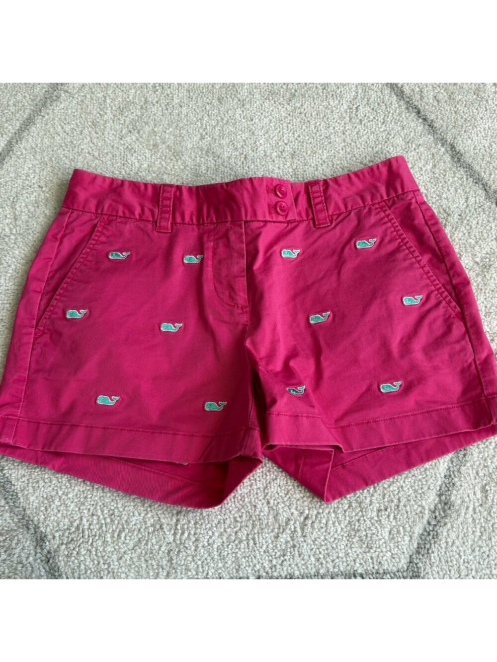 Vineyard Vines Bright Pink Whale Embroidered Shorts Preppy Summer sz 0